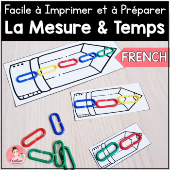 Preview of FRENCH Measurement and Time Math Centers | Easy Print and Prep