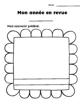 Preview of FRENCH/ FSL - New Years Worksheet - Mon année en revue/ My Year in Review