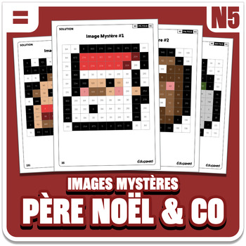 Preview of FRENCH Mystery Pictures Grade 5 Christmas Multiplications Divisions 1-40