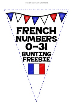 Preview of FRENCH NUMBERS 0-31 BANNERS FREEBIE