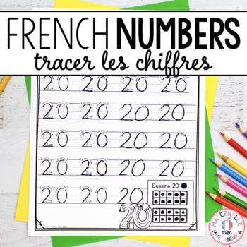 Preview of FRENCH Numbers - Tracing Practice Worksheets - Numeral formation to 30