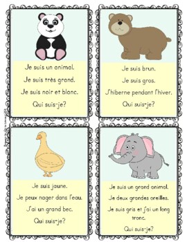 FRENCH Oral expression/communication game Qui suis-je? Les animaux Charades