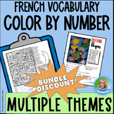 FRENCH Color by Number Puzzles - 10 Themes Vocabulary Revi