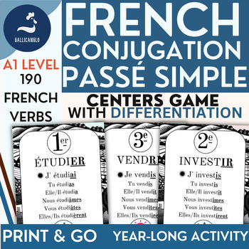 Preview of FRENCH Past simple verb tense Passé simple indicatif Center game Differentiation