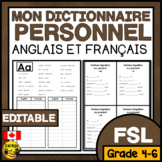 FRENCH Personal Dictionary or Word Wall Book