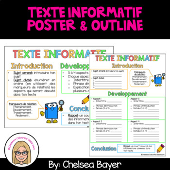 Texte informatif (Informational Writing) - FRENCH Poster and Outlines