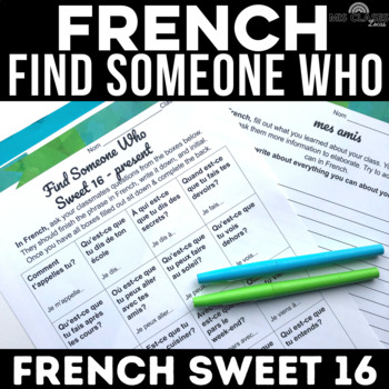 Preview of FRENCH Present Tense Speaking Activity Sweet 16 back to school review activity