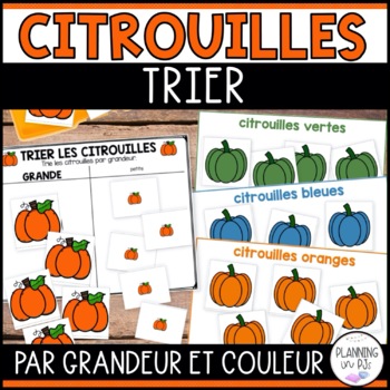 Preview of FRENCH Pumpkins Sorting By Size and Color | Sorting Mats and Worksheets