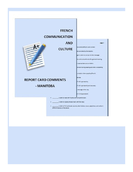 Preview of FRENCH REPORT CARD COMMENTS - MANITOBA