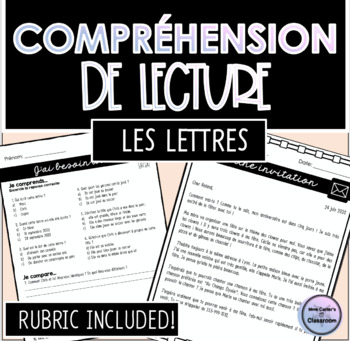 Preview of FRENCH Reading Comprehension LETTER WRITING French Immersion Core French