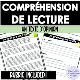 FRENCH Reading Comprehension OPINION WRITING French Immers