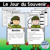 FRENCH Remembrance Day Reading and Writing Soldier Craftiv