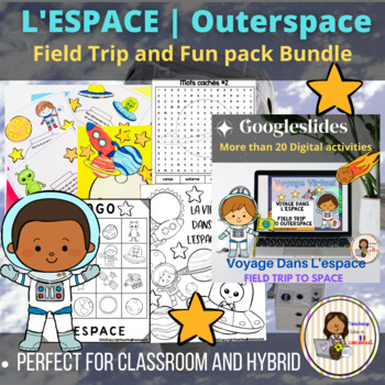 Preview of FRENCH SPACE BUNDLE : Field trip | Googleslide activities | Printable party