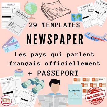 Preview of FRENCH SPEAKING COUNTRIES NEWSPAPER TEMPLATE: Le journal de la francophonie