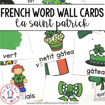 Preview of FRENCH Saint Patrick's Day Vocabulary Cards (vocabulaire - la Saint Patrick)
