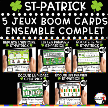 Preview of FRENCH Saint Patrick's day BOOM Cards - Distance Learning - BUNDLE 5 Jeux