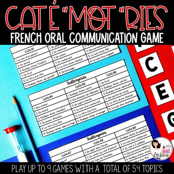 Preview of FRENCH Oral Communication/Vocabulary CATEGORIES Game