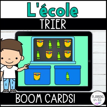 Preview of FRENCH Sorting School Supplies Digital Boom Cards™ | Trier la rentrée