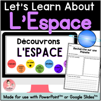 Preview of FRENCH Space Unit with Digital Slideshow and Printable Activities