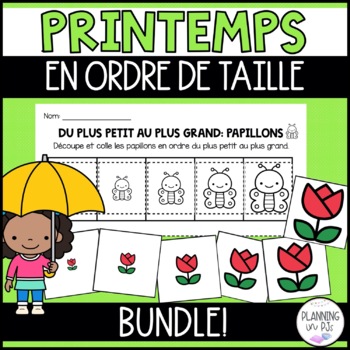 Preview of FRENCH Spring Size Ordering Worksheets | Le printemps en ordre de taille