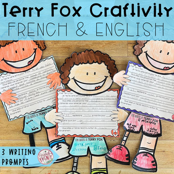 Preview of FRENCH & ENGLISH TERRY FOX ACTIVITY WRITING PROMPTS FOR GRADES 1-5 (CRAFT)