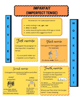 Preview of FRENCH The imperfect tense - l'imparfait - review exercises worksheet