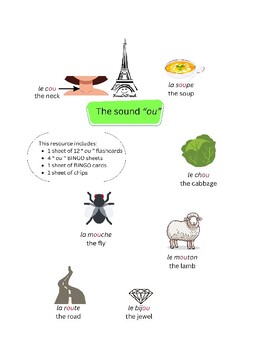 Preview of FRENCH The sound " ou " - Flashcards - BINGO game - printable