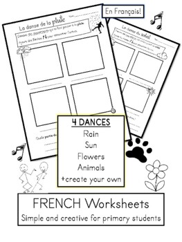 Preview of FRENCH Themed Dance Worksheets - La danse avec themes en francais