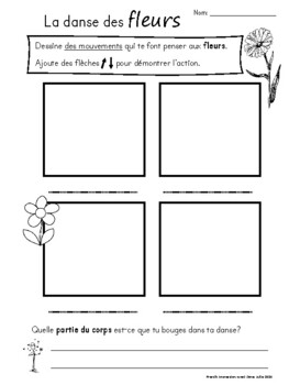 FRENCH Themed Dance Worksheets - La danse avec themes en francais