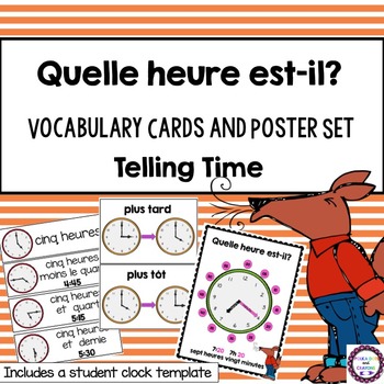 Preview of FRENCH Telling Time Vocabulary Cards and Student Clock Activity