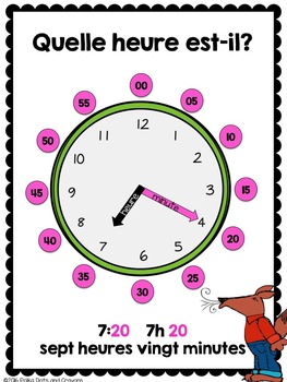 FRENCH Telling Time Vocabulary Cards and Student Clock Activity | TPT