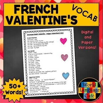 Preview of FRENCH VALENTINES DAY VOCABULARY ❤️ Jour de la Saint-Valentin Expressions ❤️