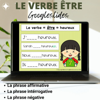 Preview of FRENCH VERBE :  Le verbe ÊTRE au présent de l'indicatif : Digital Google Slides