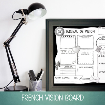 Preview of FRENCH VISION BOARD TEMPLATE, GOAL SETTING, SOCIAL EMOTIONAL LEARNING ACTIVITY