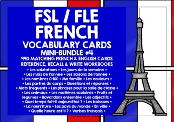 Preview of FRENCH VOCABULARY CARDS & WORKBOOKS BUNDLE #4