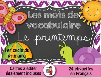 Preview of FRENCH VOCABULARY CARDS LE PRINTEMPS - Mots de vocabulaire - script et cursif