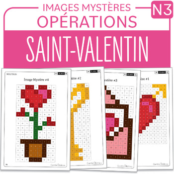 Preview of FRENCH Valentine's Day Mystery Picture Grade 3 Saint-Valentin Multiplication 1-9