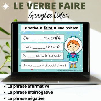 Preview of FRENCH Verbs : Le Verbe FAIRE au Présent de l'indicatif  : Digital Google Slides