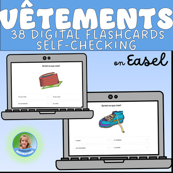 Preview of FRENCH Vetements Clothing Easel Vocabulary Multiple Choice Drill Assessment FSL