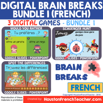 Preview of FRENCH Digital Games Brain Breaks French Virtual Meeting Games -BUNDLE 1 (25%)