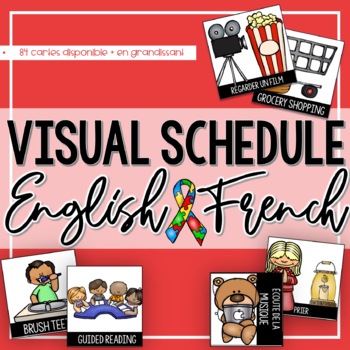 Preview of VISUAL SCHEDULE | AUTISM | PRINTABLE CARDS | FRENCH | ENGLISH