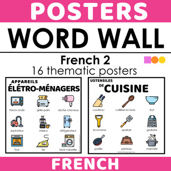 Preview of FRENCH Vocabulary Word Wall Words - Intermediate-Low learners - Class Displays