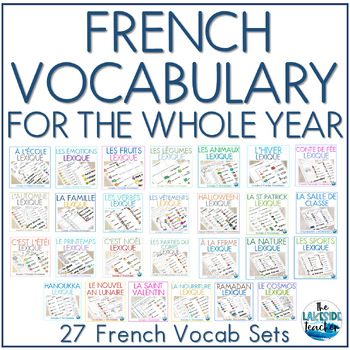 Preview of FRENCH Vocabulary for the Whole Year | French Worksheet Pack | French Vocabulary