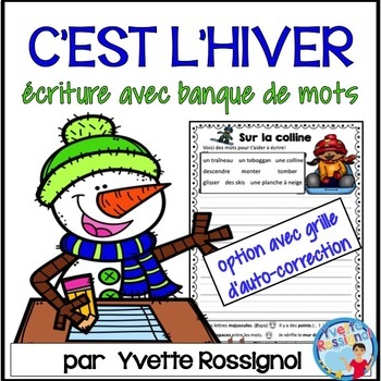 Preview of FRENCH WINTER WRITING PROMPTS with word bank | écriture hiver