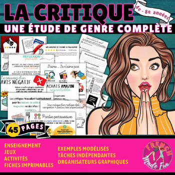 Preview of FRENCH WRITING/ÉCRITURE | GENRES | CRITICAL/CRITIQUE | PERSUASIVE | GENRE STUDY