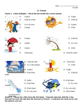 french weather worksheets teaching resources teachers pay teachers