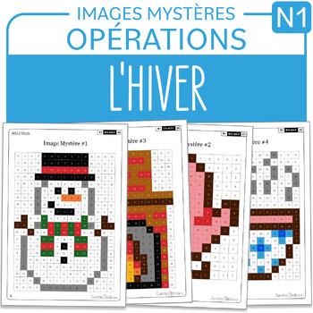 Preview of FRENCH Winter Mystery Pictures Grade 1 Hiver Addition Soustraction 1-20