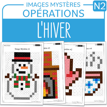 Preview of FRENCH Winter Mystery Pictures Grade 2 Hiver Addition Soustraction 1-100