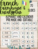 FRENCH Word Wall Alphabet & Calendar - Farmhouse & Eucalyptus Classroom Decor