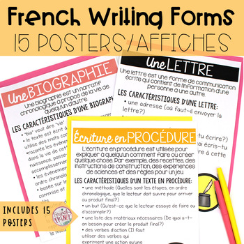 Preview of FRENCH Writing Forms Posters (Elements of narratives,letters,fiction,poetry etc)